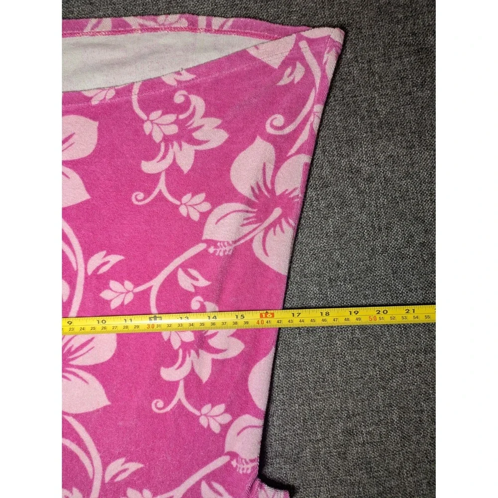Vintage Ocean Pacific OP Hooded Shirt Medium 7-8 Fucshia Pink Floral Pool Beach